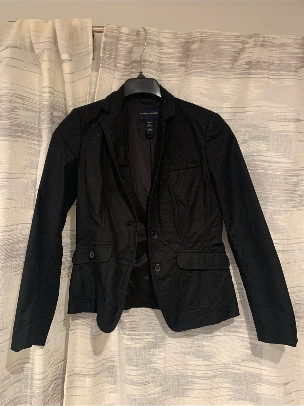 Banana Republic Black Casual Cotton Blazer - Size 4 Stretch